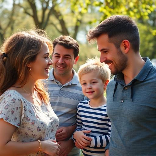 Image agrandie de la famille dans un parc lyonnais.