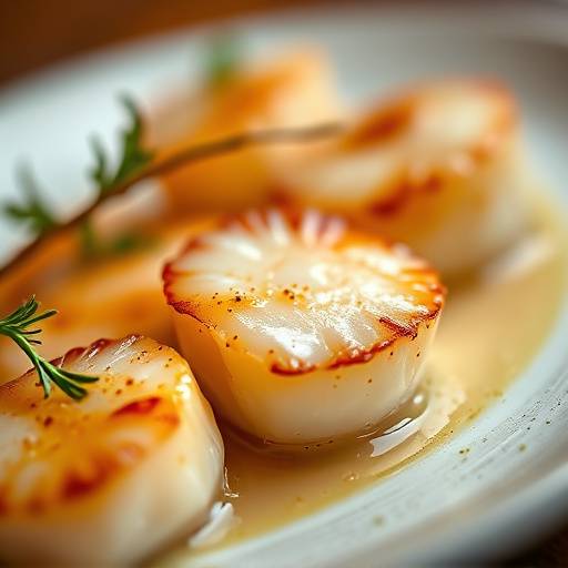 Image agrandie du plat gastronomique de Saint-Jacques.
