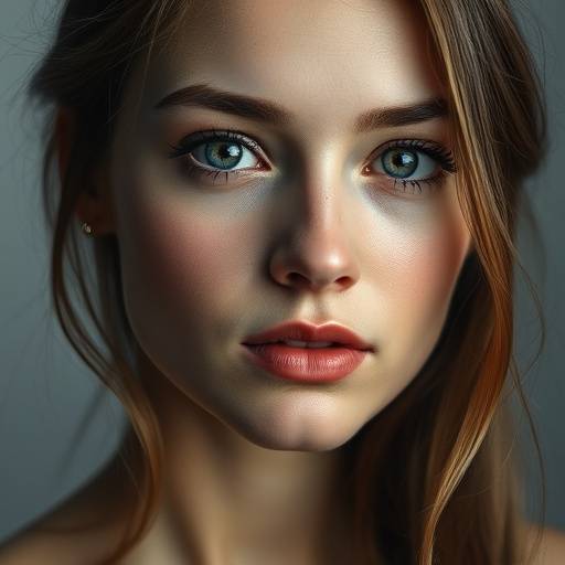 Image agrandie du portrait de la jeune femme en studio.