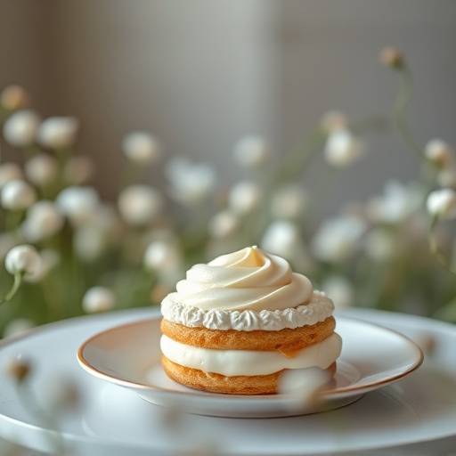 Photo d'une pâtisserie fine, avec une composition élégante et un arrière-plan flou.