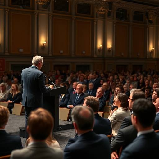 Photographie d'un √©v√©nement d'entreprise √† la Cit√© Internationale de Lyon: Discours d'un dirigeant sur sc√®ne devant un public attentif.